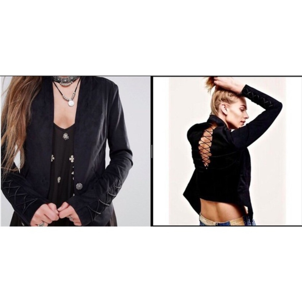 Faux Suede Lattice Free People Blazer Jacket